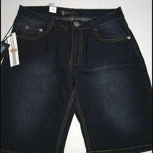 NEW Reflexion Dark-wash Bermuda Retro Mens Jean Shorts 30